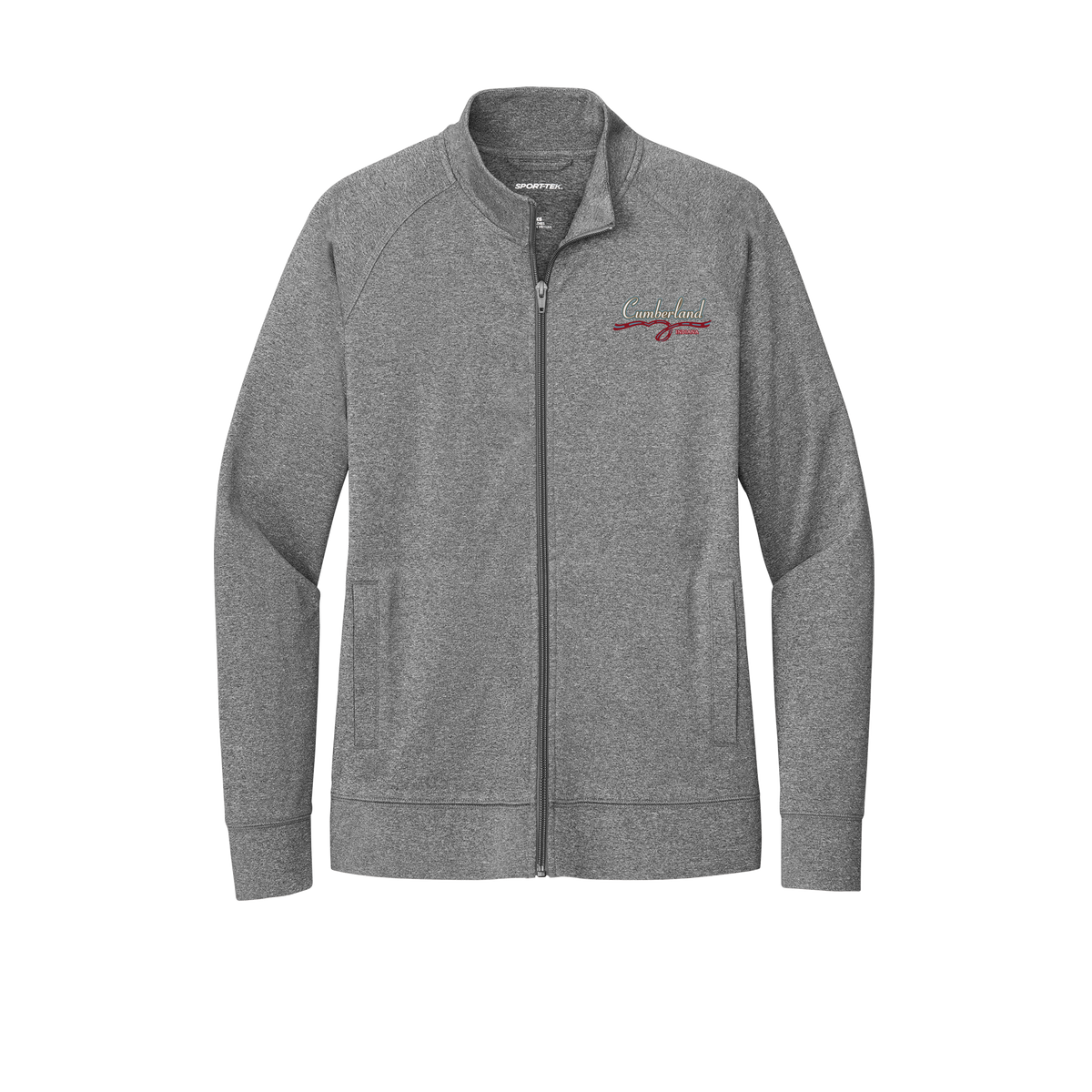 cumberland-sport-tek-womens-cadet-jacket-embroidery-leftchest-LST857-charcoalgreyheather-flat-front