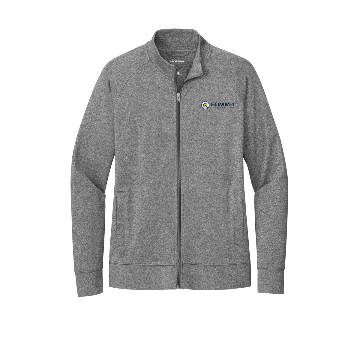 saoic-sport-tek-womens-cadet-jacket-embroidery-leftchest-LST857-charcoalgreyheather-flat-front
