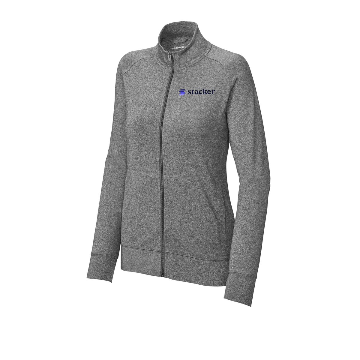 stacker-sport-tek-womens-cadet-jacket-embroidery-leftchest-LST857-charcoalgreyheather-flat-front