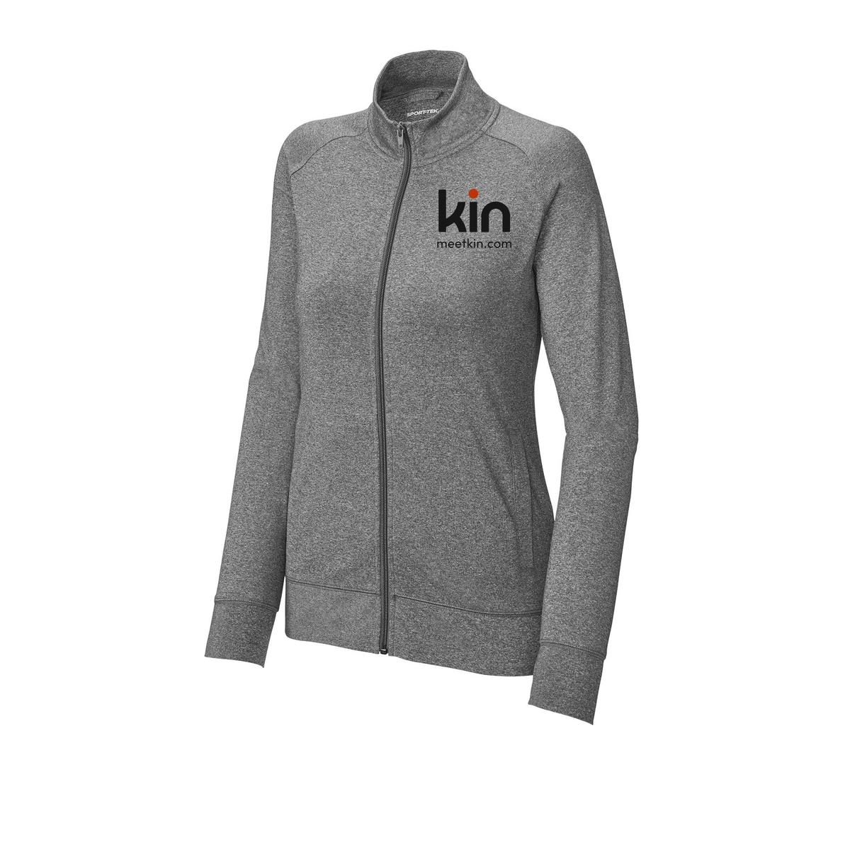 kin-sport-tek-womens-cadet-jacket-embroidery-leftchest-LST857-charcoalgreyheather-flat-front