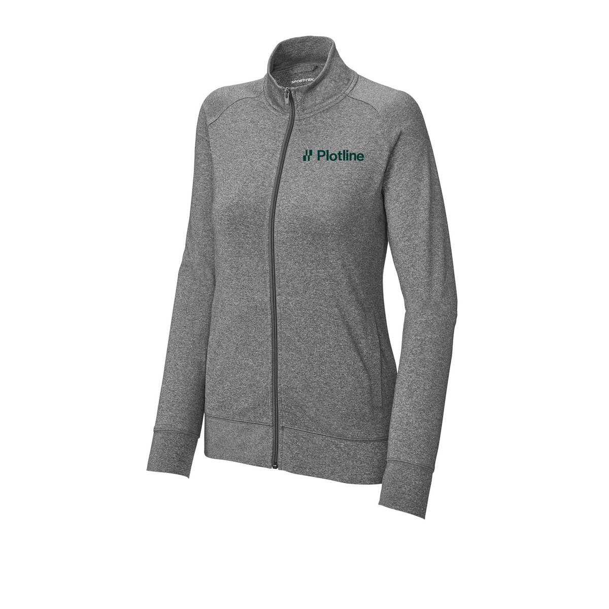 plotline-sport-tek-womens-cadet-jacket-embroidery-leftchest-LST857-charcoalgreyheather-flat-front