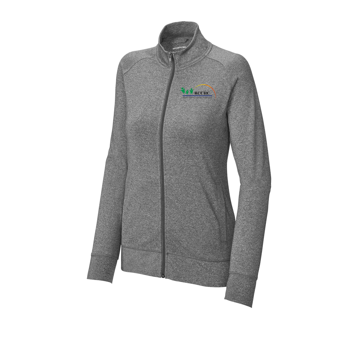 rcchc-sport-tek-womens-cadet-jacket-embroidery-leftchest-LST857-charcoalgreyheather-flat-front