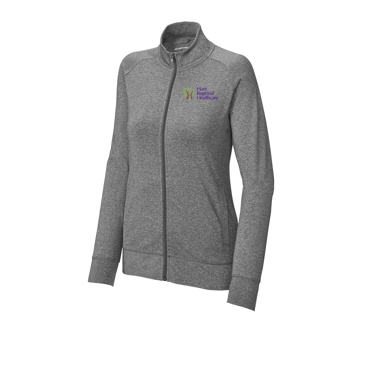 huntregional-sport-tek-womens-cadet-jacket-embroidery-leftchest-LST857-charcoalgreyheather-flat-front