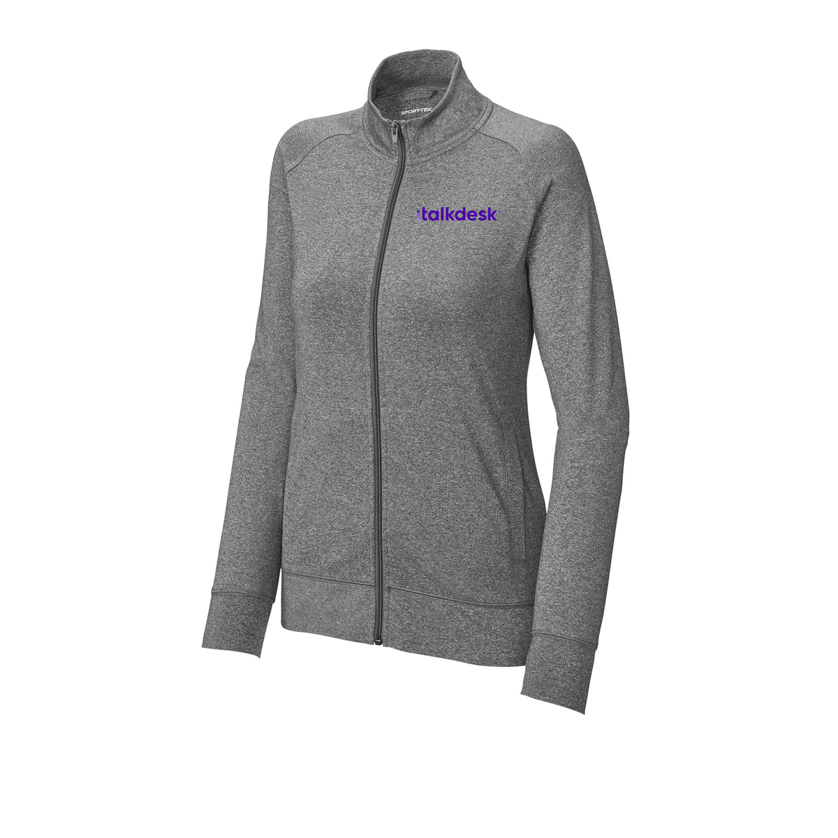 talkdesk-sport-tek-womens-cadet-jacket-embroidery-leftchest-LST857-charcoalgreyheather-flat-front