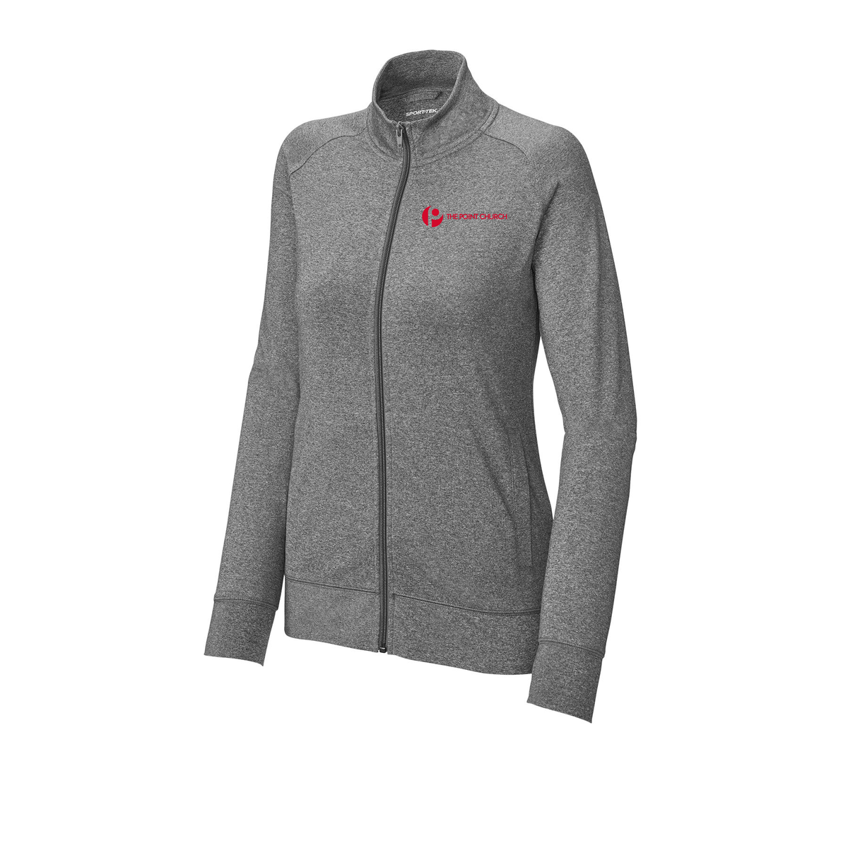 thepointva-sport-tek-womens-cadet-jacket-embroidery-leftchest-LST857-charcoalgreyheather-flat-front