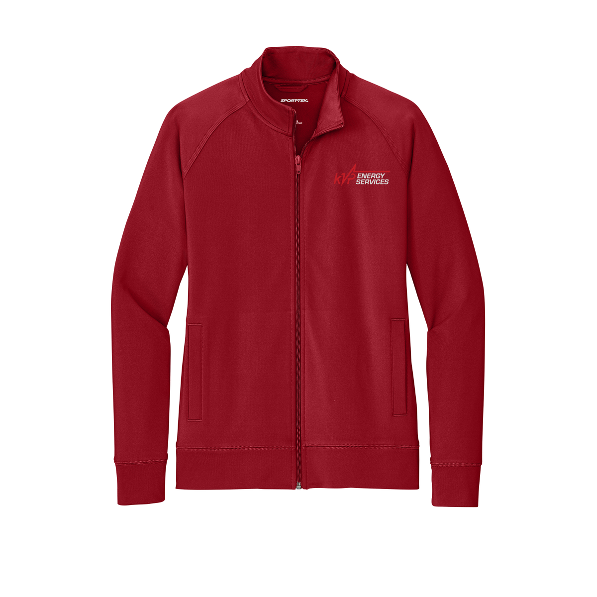kvpenergy-sport-tek-womens-cadet-jacket-embroidery-leftchest-LST857-deepred-flat-front