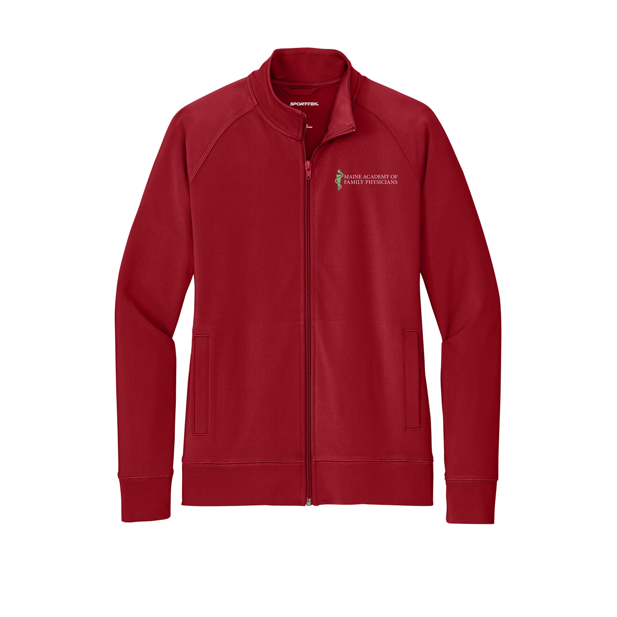 maineafp-sport-tek-womens-cadet-jacket-embroidery-leftchest-LST857-deepred-flat-front