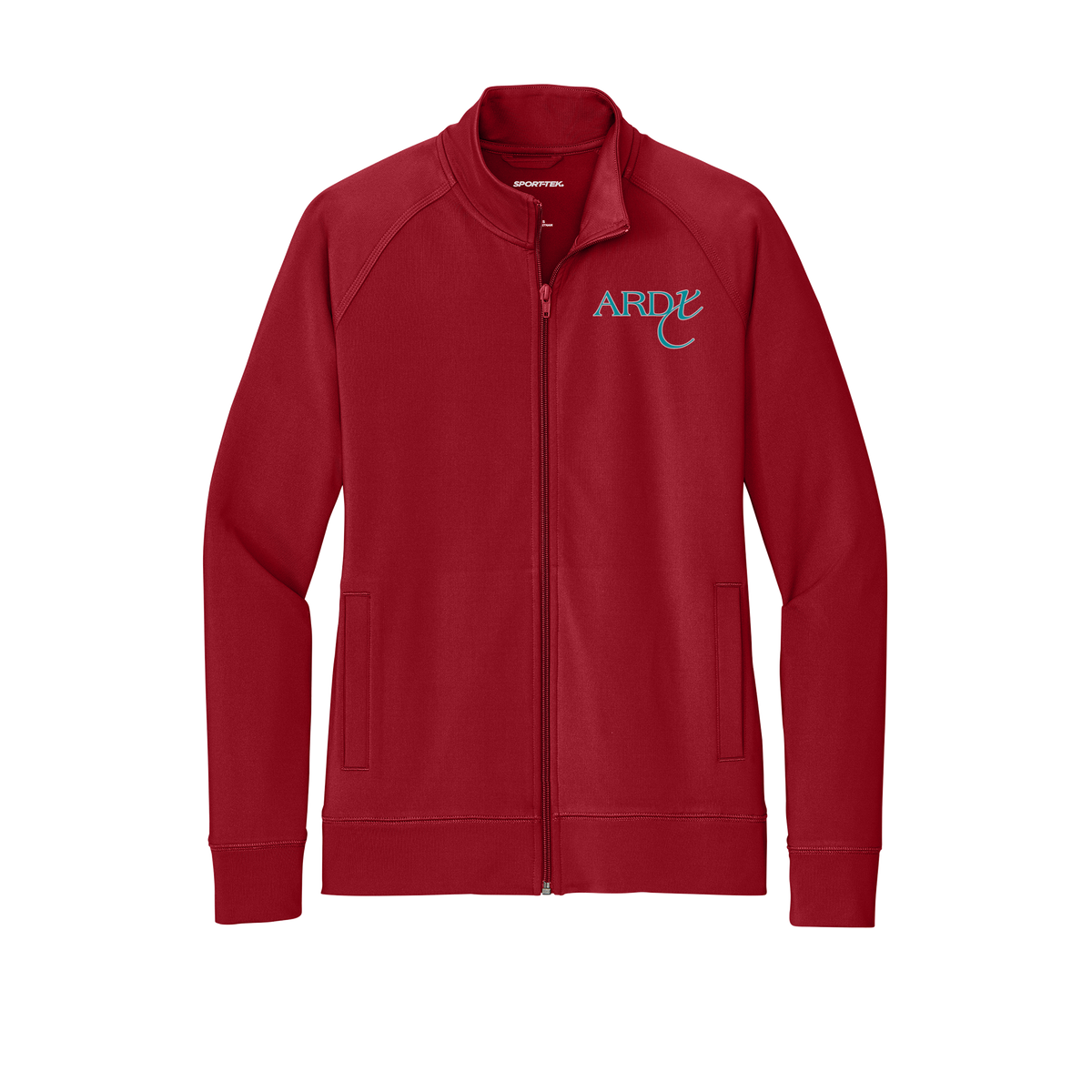 ardx-sport-tek-womens-cadet-jacket-embroidery-leftchest-LST857-deepred-flat-front