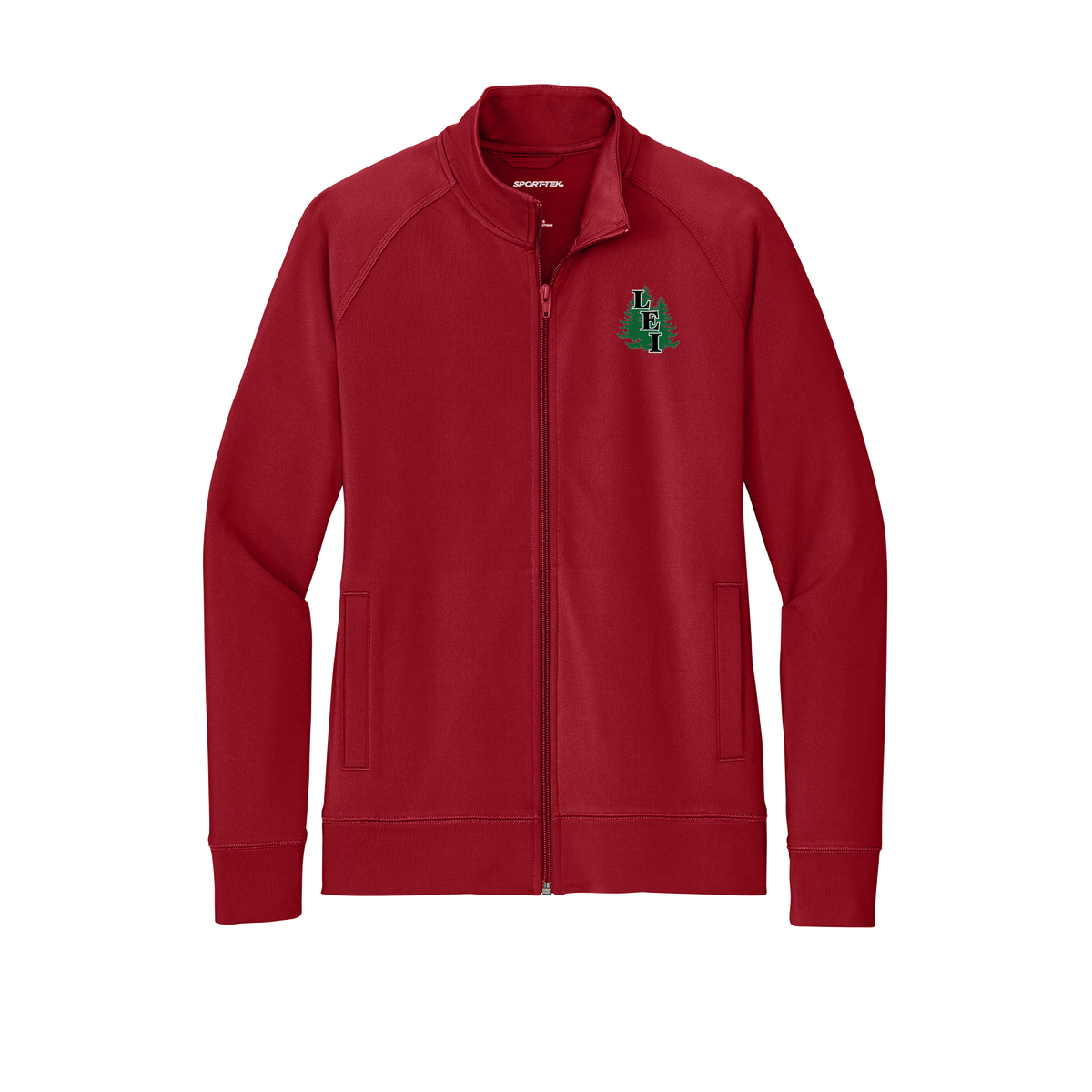 leisite-sport-tek-womens-cadet-jacket-embroidery-leftchest-LST857-deepred-flat-front