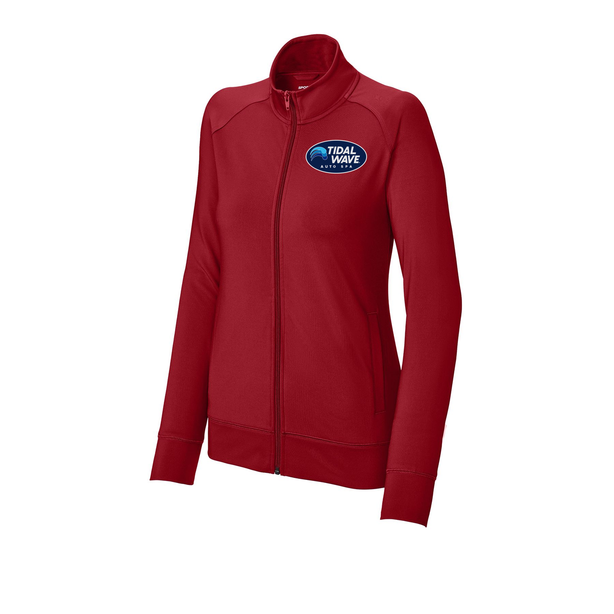 tidalwaveautospa-sport-tek-womens-cadet-jacket-embroidery-leftchest-LST857-deepred-flat-front