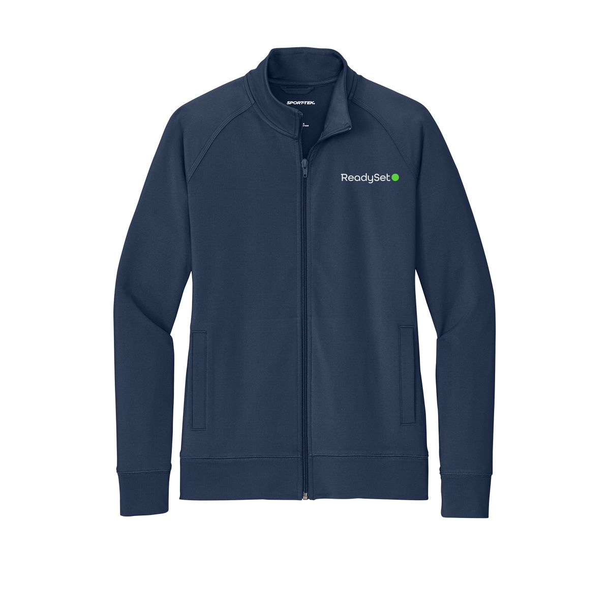 readysetsurgical-sport-tek-womens-cadet-jacket-embroidery-leftchest-LST857-truenavy-flat-front