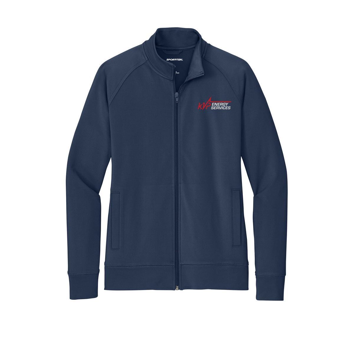 kvpenergy-sport-tek-womens-cadet-jacket-embroidery-leftchest-LST857-truenavy-flat-front