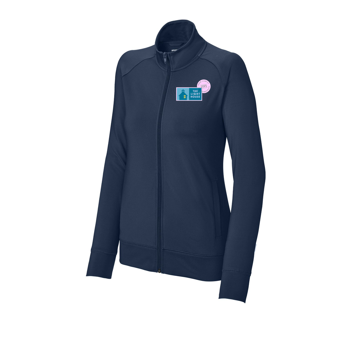 lhcampus-sport-tek-womens-cadet-jacket-embroidery-leftchest-LST857-truenavy-flat-front