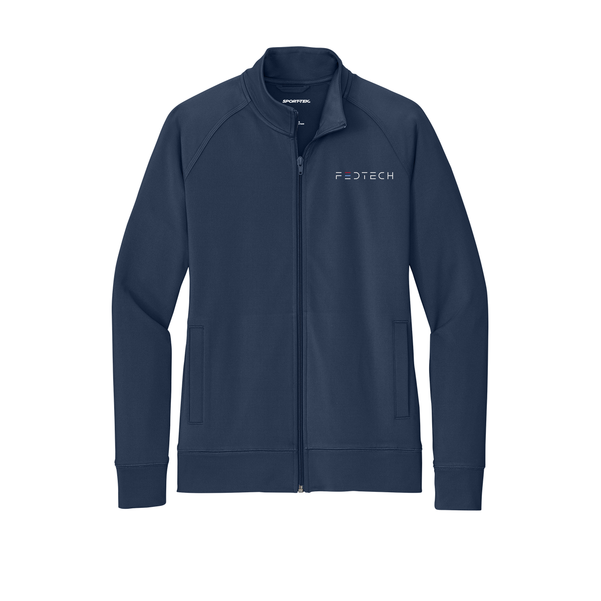 fedtech-sport-tek-womens-cadet-jacket-embroidery-leftchest-LST857-truenavy-flat-front