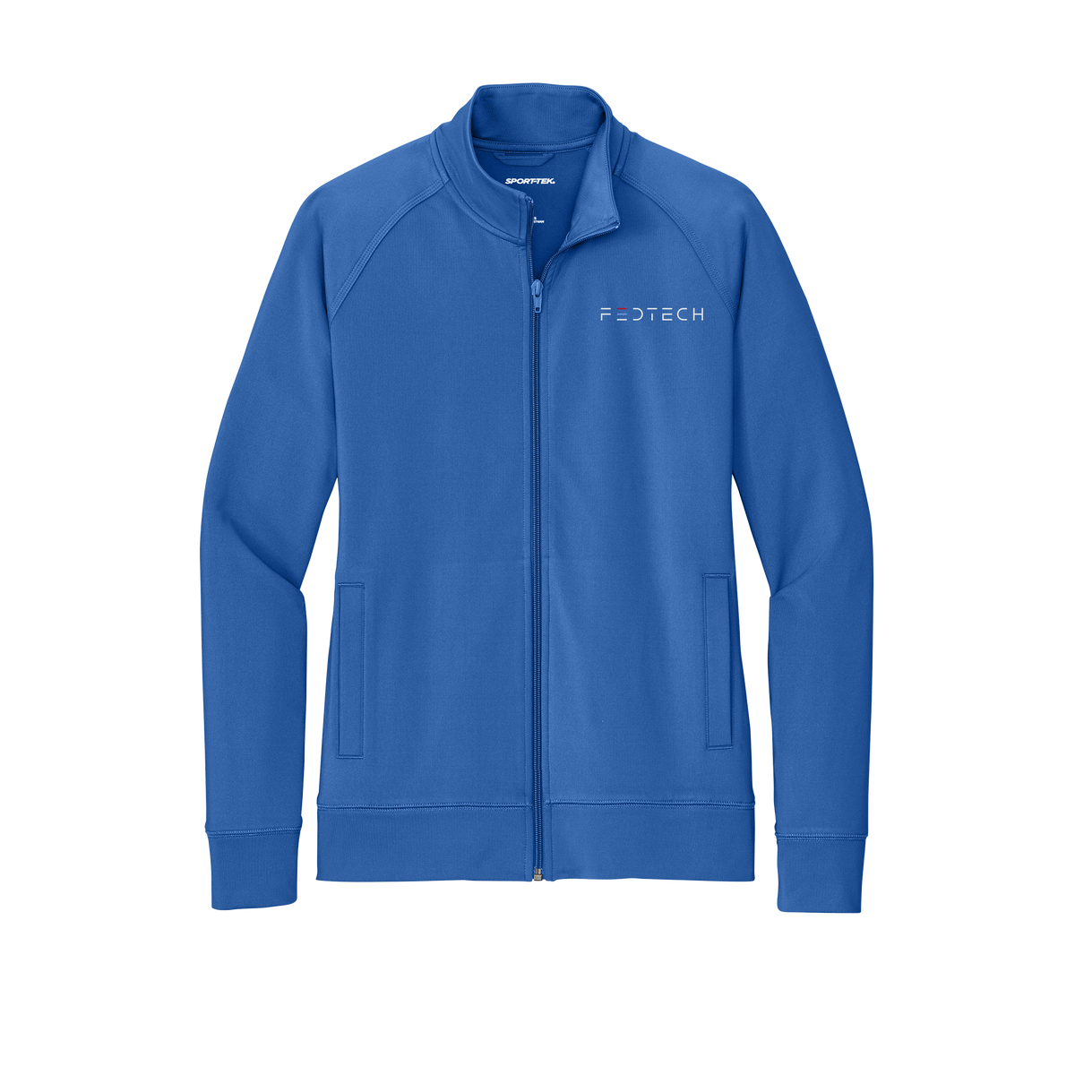 fedtech-sport-tek-womens-cadet-jacket-embroidery-leftchest-LST857-trueroyal-flat-front