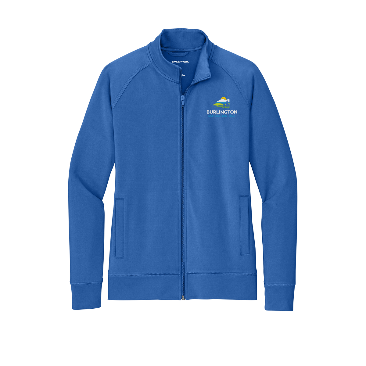 bsdvt-sport-tek-womens-cadet-jacket-embroidery-leftchest-LST857-trueroyal-flat-front
