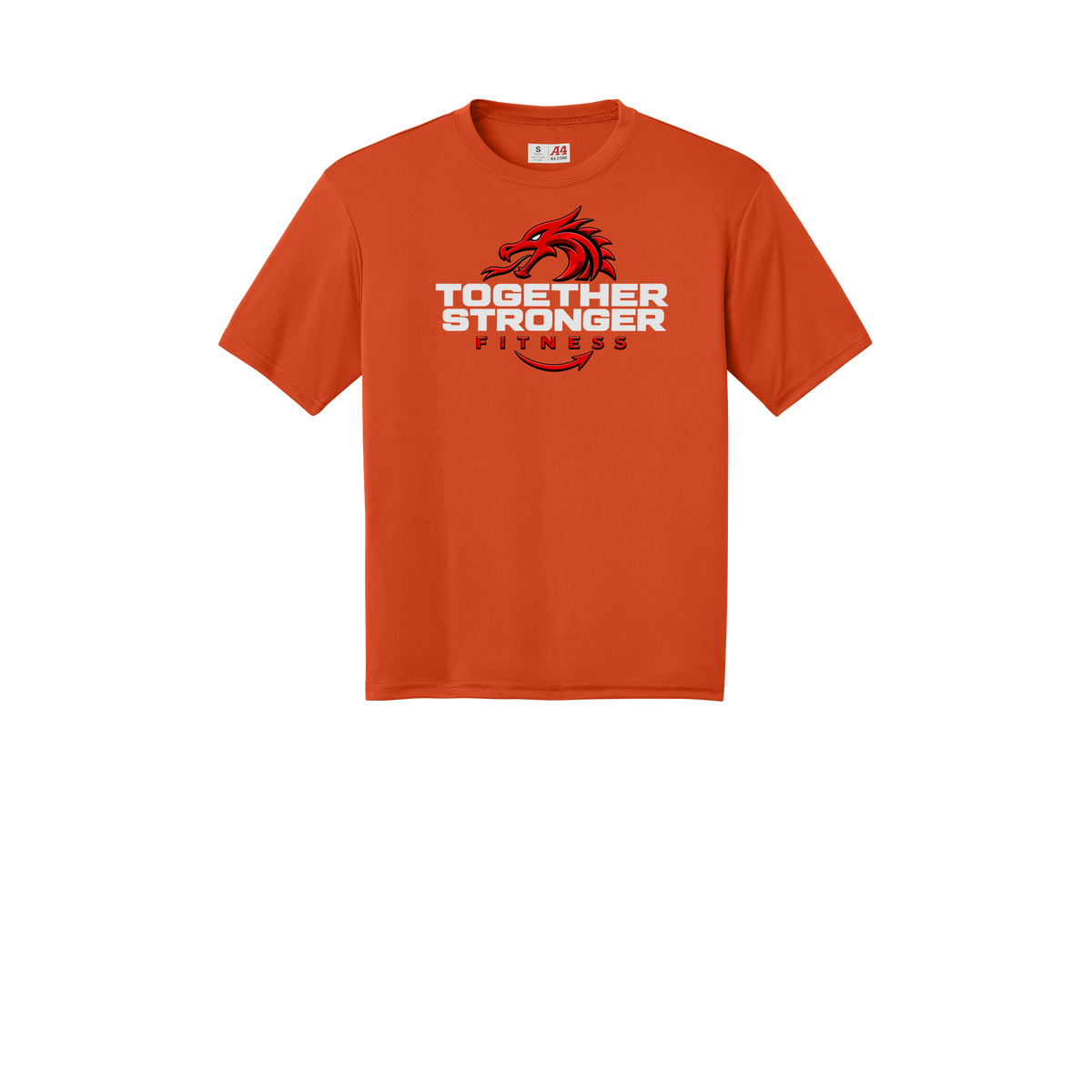 togetherstrongerfitness-a4-cooling-performance-tee-dtf-front-N3142-athleticorange-flat-front