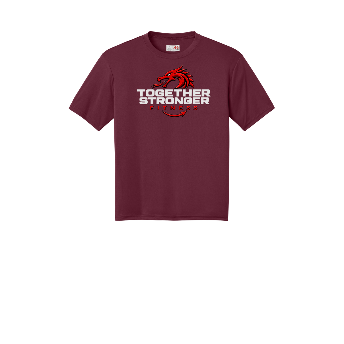 togetherstrongerfitness-a4-cooling-performance-tee-dtf-front-N3142-cardinal-flat-front
