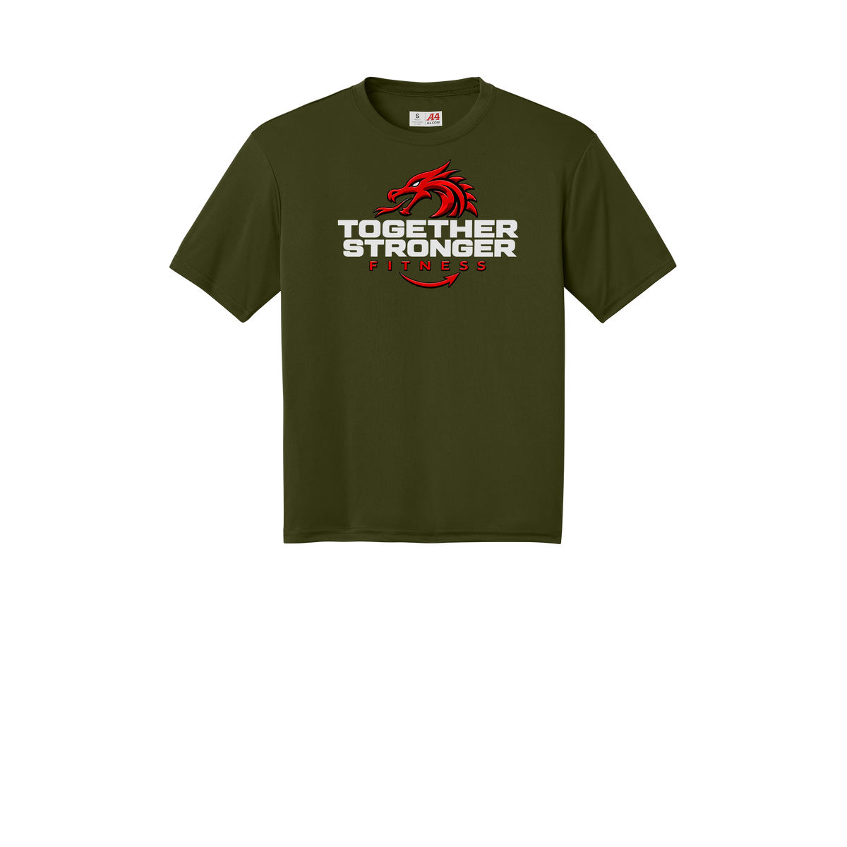togetherstrongerfitness-a4-cooling-performance-tee-dtf-front-N3142-militarygreen-flat-front
