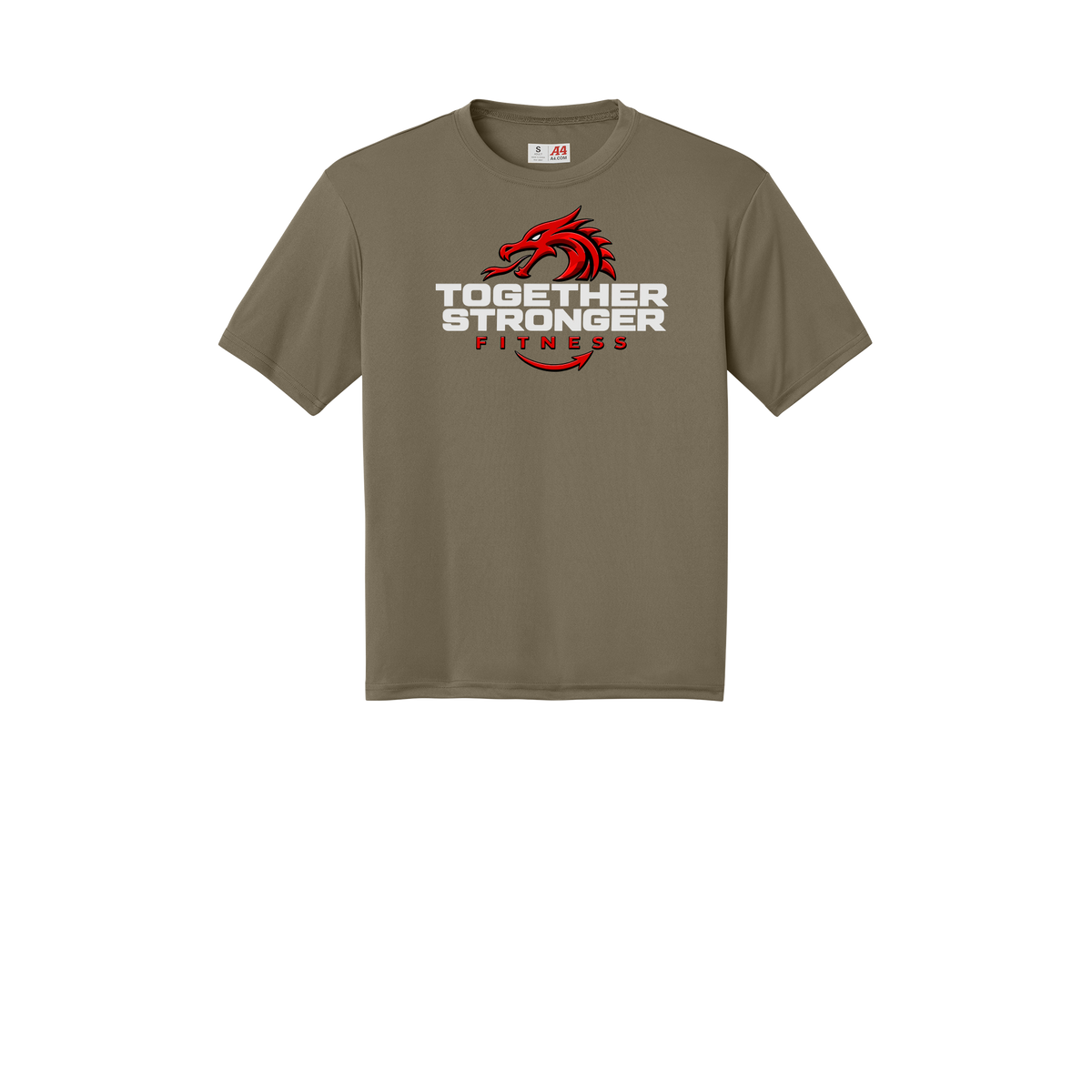togetherstrongerfitness-a4-cooling-performance-tee-dtf-front-N3142-olive-flat-front