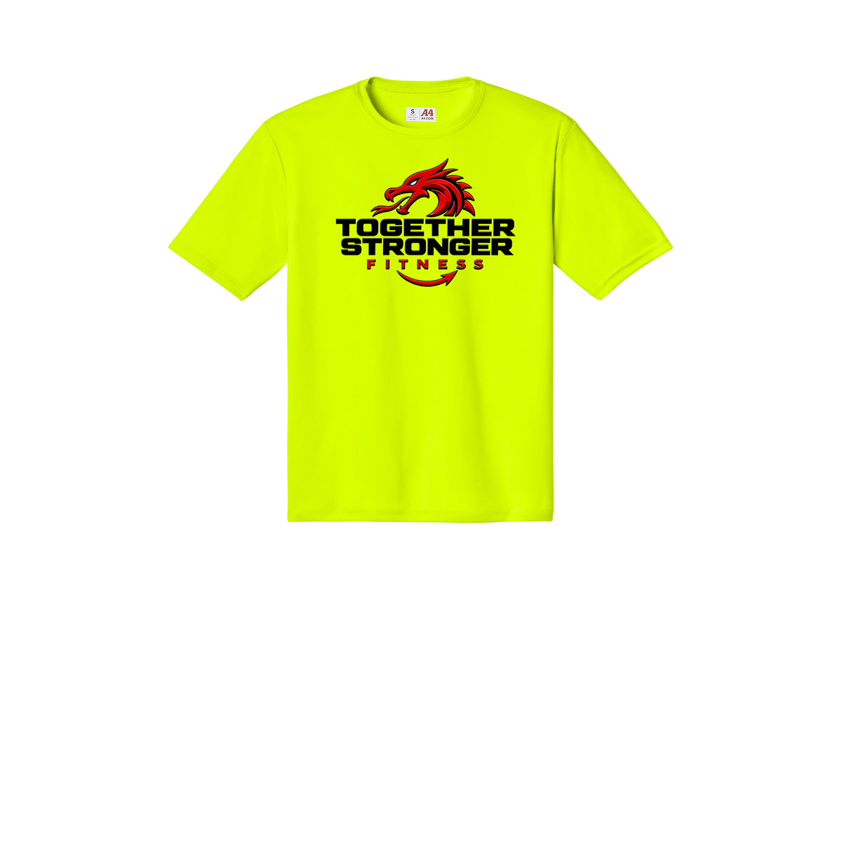 togetherstrongerfitness-a4-cooling-performance-tee-dtf-front-N3142-safetyyellow-flat-front
