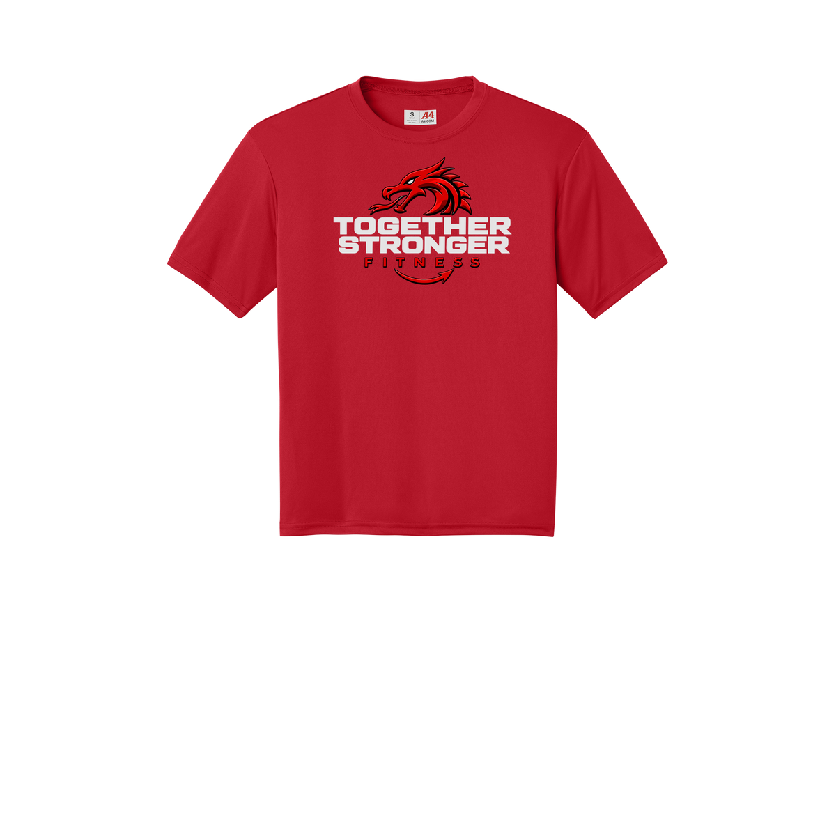 togetherstrongerfitness-a4-cooling-performance-tee-dtf-front-N3142-scarlet-flat-front