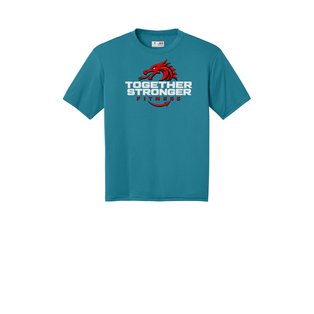 togetherstrongerfitness-a4-cooling-performance-tee-dtf-front-N3142-teal-flat-front