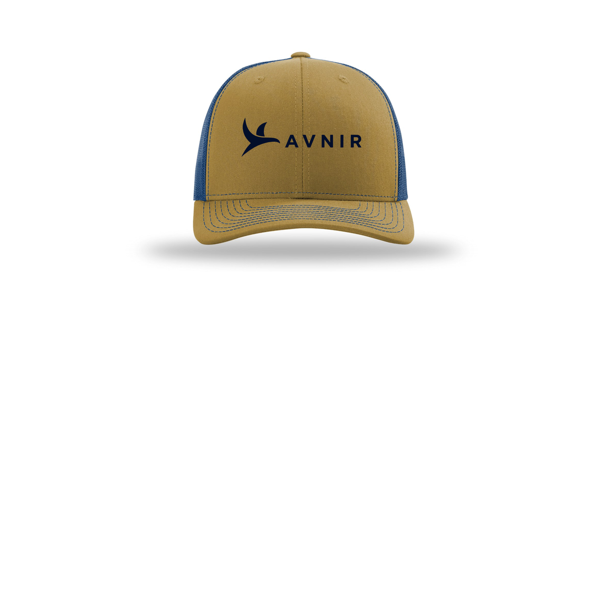 avnir-richardson-trucker-cap-embroidery-capfront-R112-biscuittrueblue-flat-front
