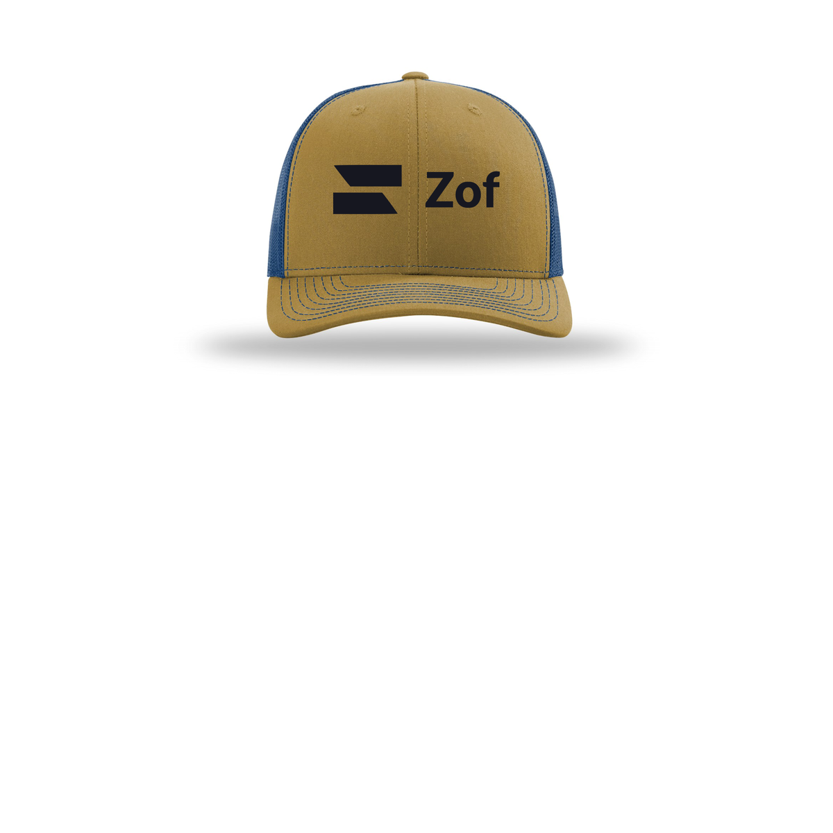 zof-richardson-trucker-cap-embroidery-capfront-R112-biscuittrueblue-flat-front
