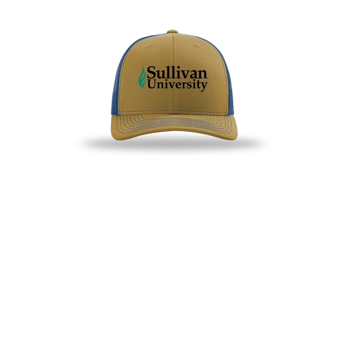 sullivan-richardson-trucker-cap-embroidery-capfront-R112-biscuittrueblue-flat-front