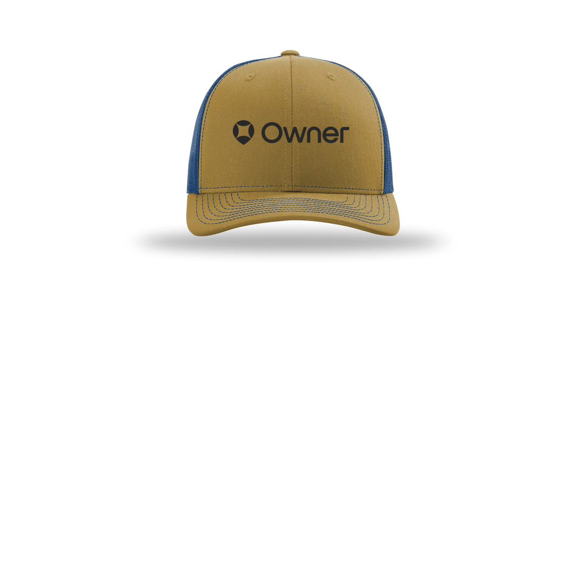 owner-richardson-trucker-cap-embroidery-capfront-R112-biscuittrueblue-flat-front