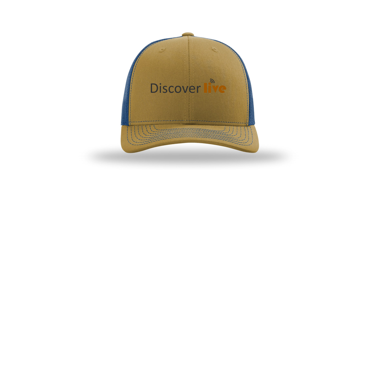 discover-richardson-trucker-cap-embroidery-capfront-R112-biscuittrueblue-flat-front