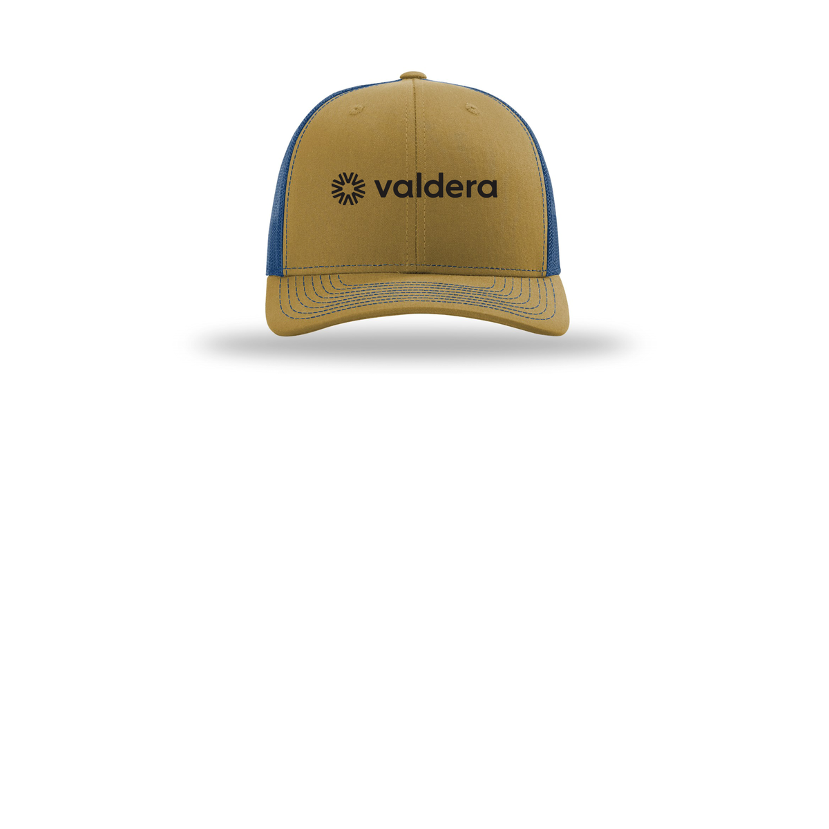 valdera-richardson-trucker-cap-embroidery-capfront-R112-biscuittrueblue-flat-front