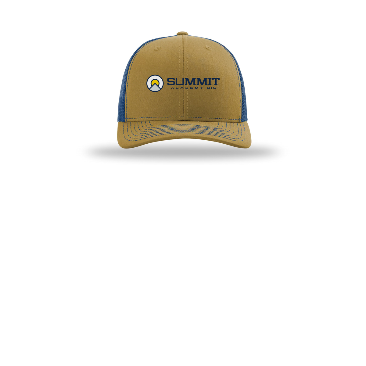 saoic-richardson-trucker-cap-embroidery-capfront-R112-biscuittrueblue-flat-front