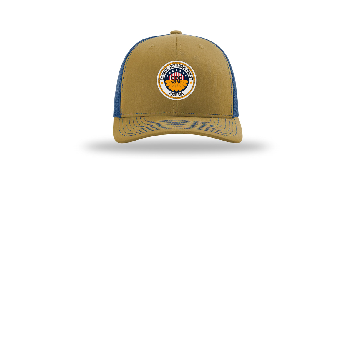 srf-jrmc-richardson-trucker-cap-embroidery-capfront-R112-biscuittrueblue-flat-front