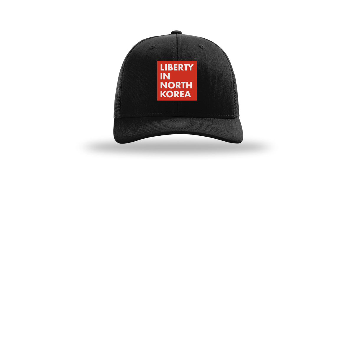 libertyinnorthkorea-richardson-trucker-cap-embroidery-capfront-R112-black-flat-front