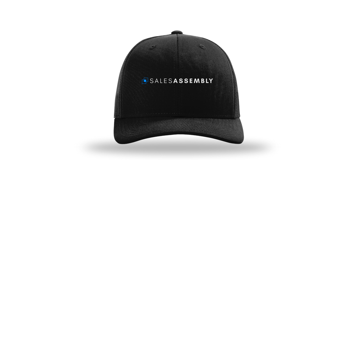 salesassembly-richardson-trucker-cap-embroidery-capfront-R112-black-flat-front