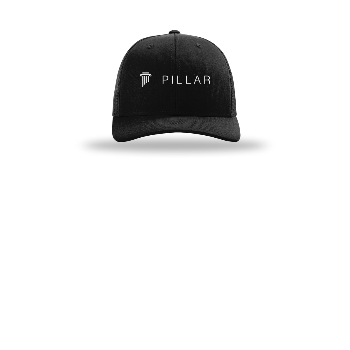 pillar-richardson-trucker-cap-embroidery-capfront-R112-black-flat-front