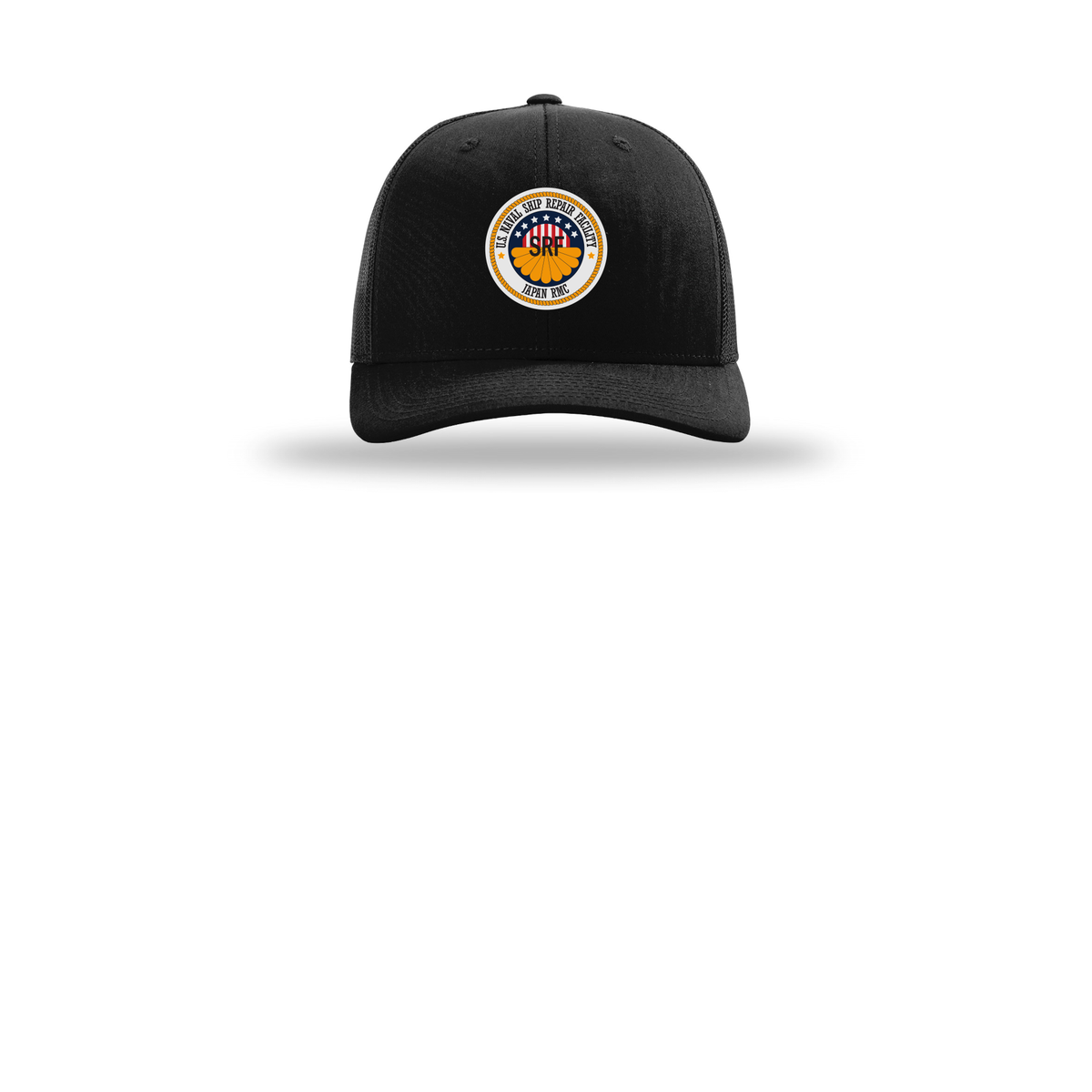 srf-jrmc-richardson-trucker-cap-embroidery-capfront-R112-black-flat-front