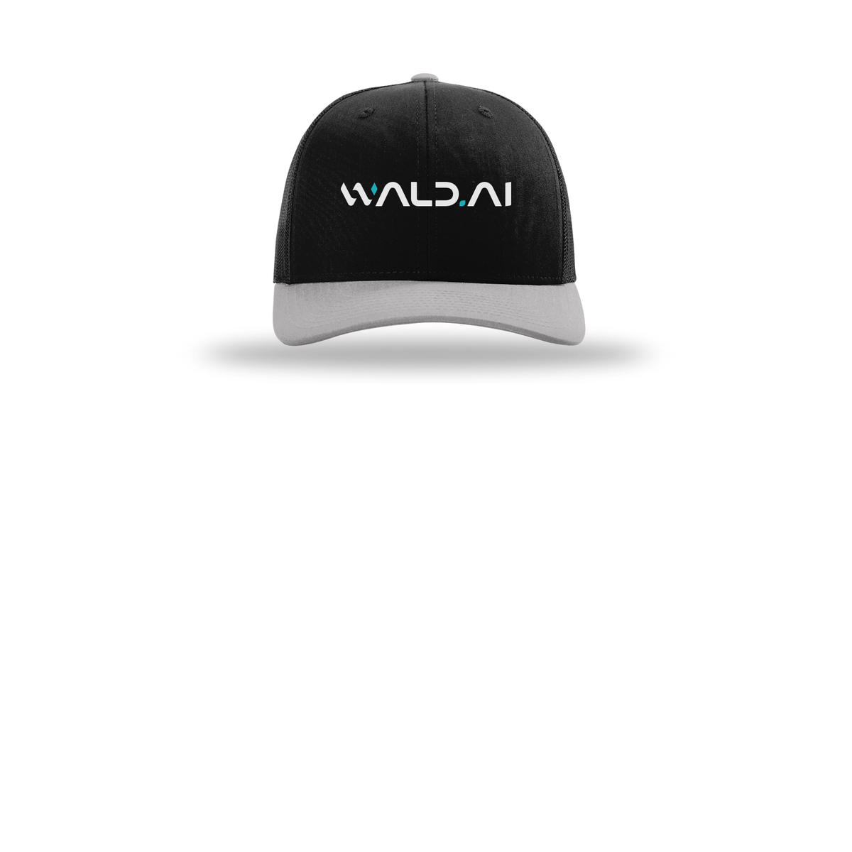 wald-richardson-trucker-cap-embroidery-capfront-R112-blackblacklightgrey-flat-front