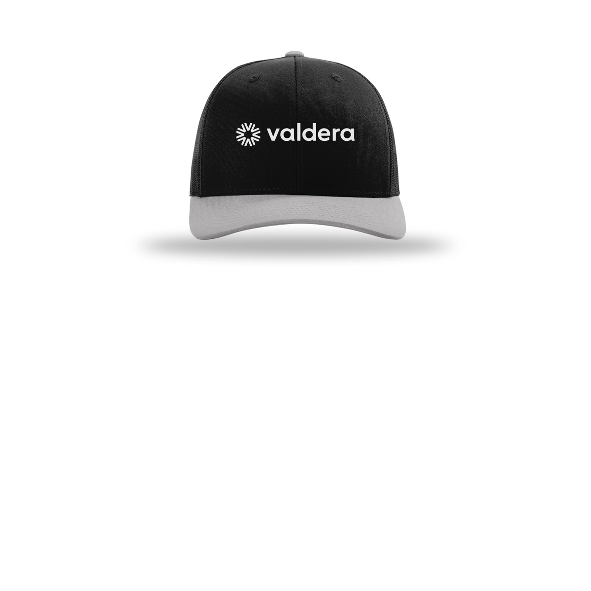 valdera-richardson-trucker-cap-embroidery-capfront-R112-blackblacklightgrey-flat-front