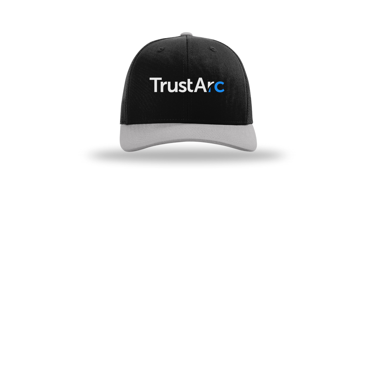 trustarc-richardson-trucker-cap-embroidery-capfront-R112-blackblacklightgrey-flat-front