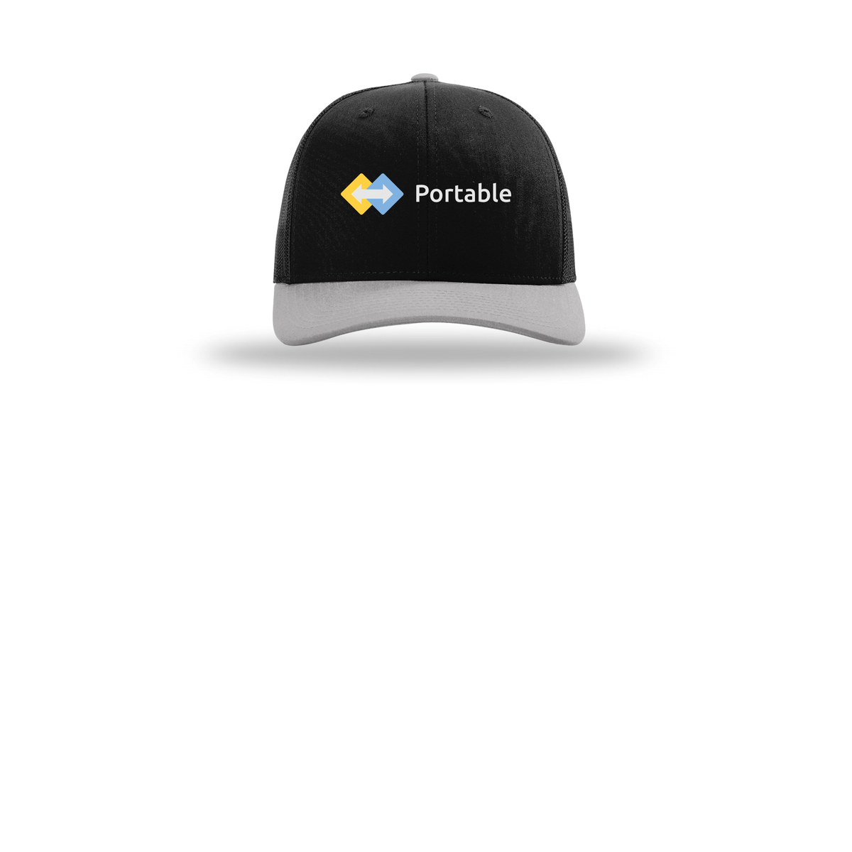 portable-richardson-trucker-cap-embroidery-capfront-R112-blackblacklightgrey-flat-front