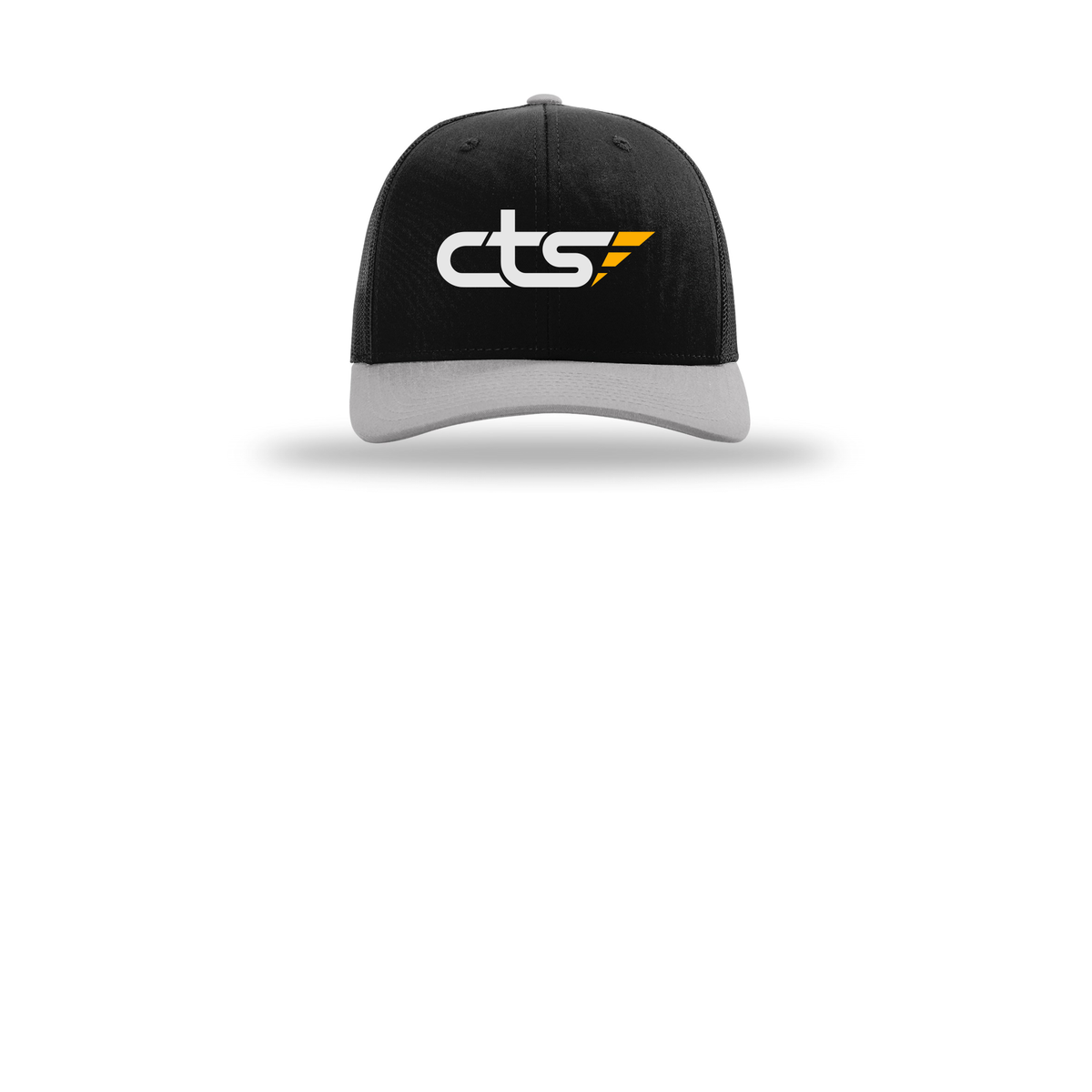 cts1-richardson-trucker-cap-embroidery-capfront-R112-blackblacklightgrey-flat-front