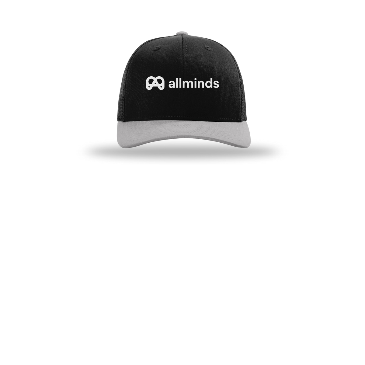 getallminds-richardson-trucker-cap-embroidery-capfront-R112-blackblacklightgrey-flat-front