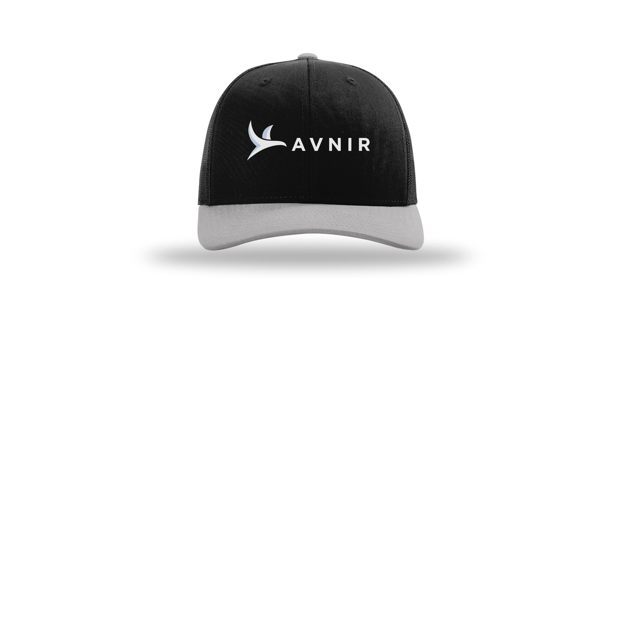 avnir-richardson-trucker-cap-embroidery-capfront-R112-blackblacklightgrey-flat-front