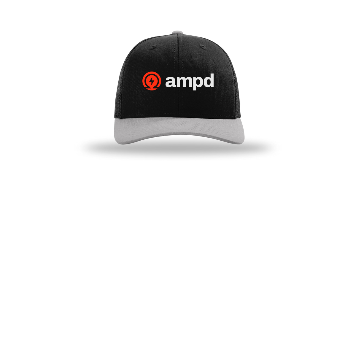 ampd-richardson-trucker-cap-embroidery-capfront-R112-blackblacklightgrey-flat-front