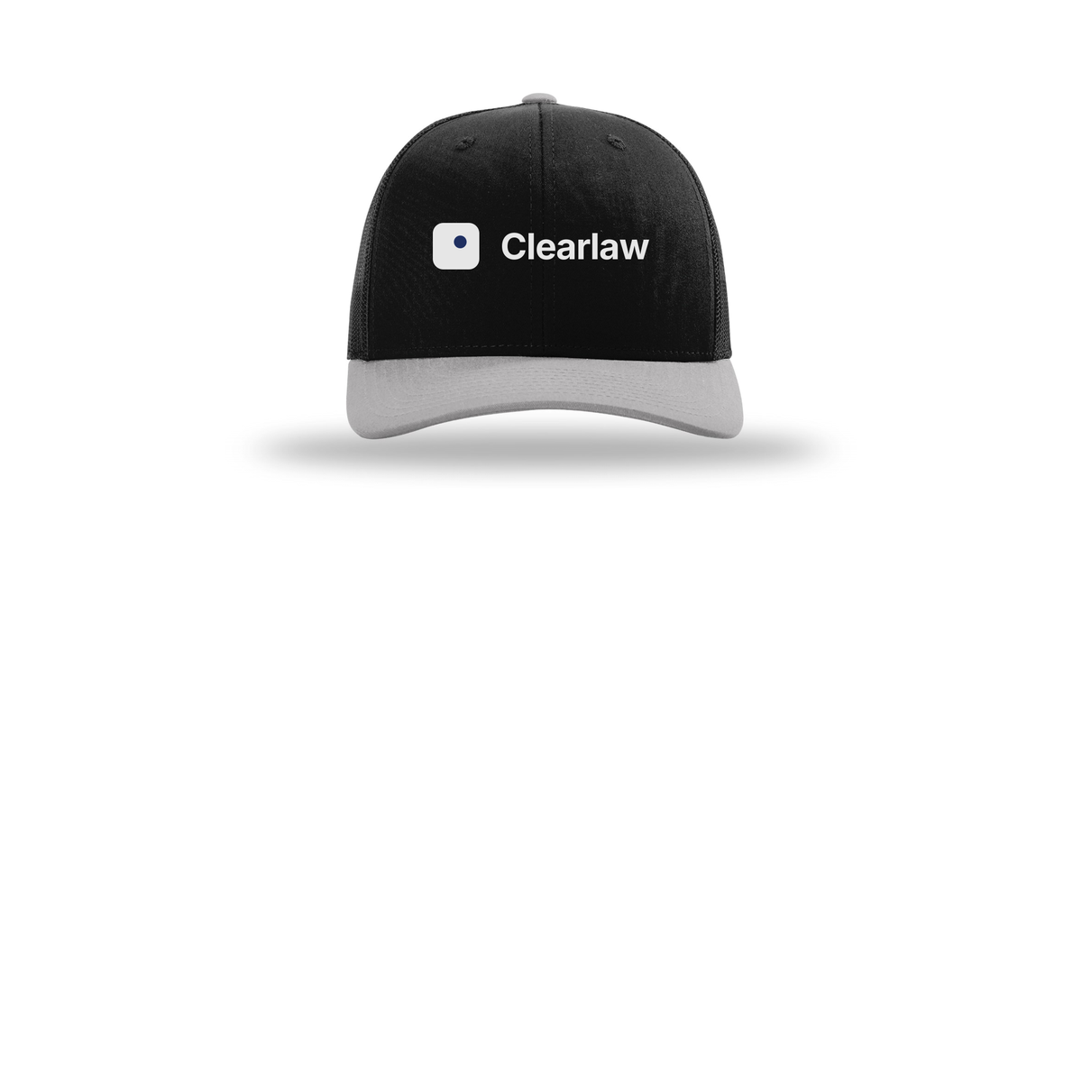 clearlaw-richardson-trucker-cap-embroidery-capfront-R112-blackblacklightgrey-flat-front