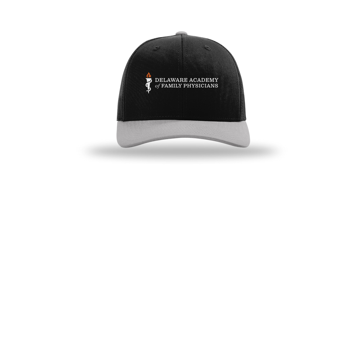 delfamdoc-richardson-trucker-cap-embroidery-capfront-R112-blackblacklightgrey-flat-front