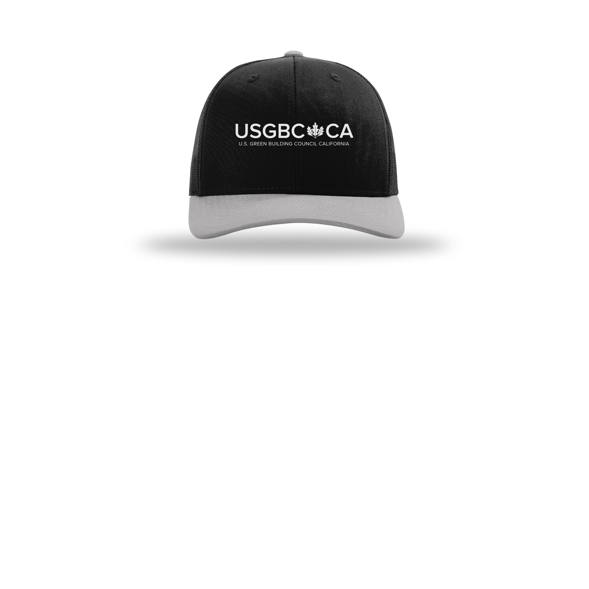 usgbc-ca-richardson-trucker-cap-embroidery-capfront-R112-blackblacklightgrey-flat-front
